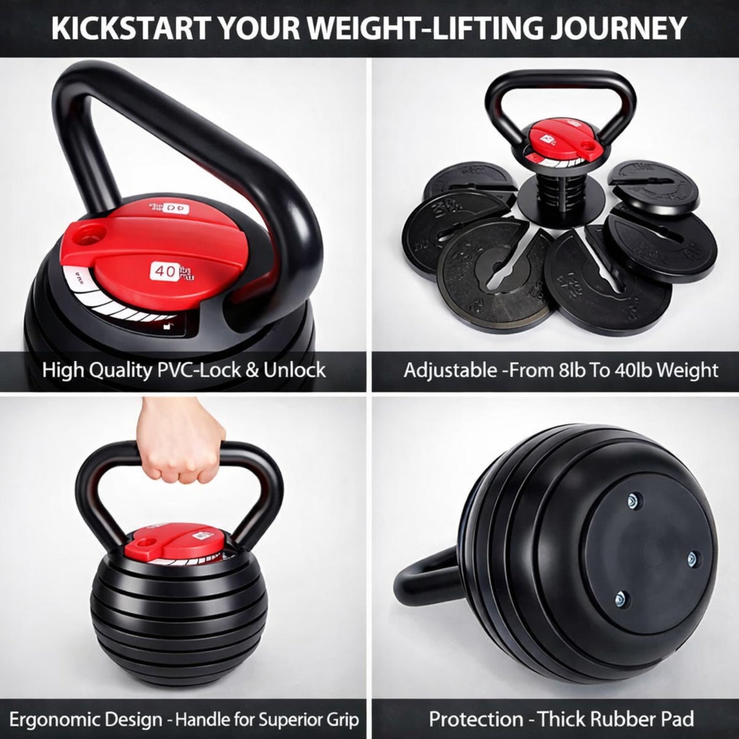 Bodyfit 18 KG Adjustable Kettlebell