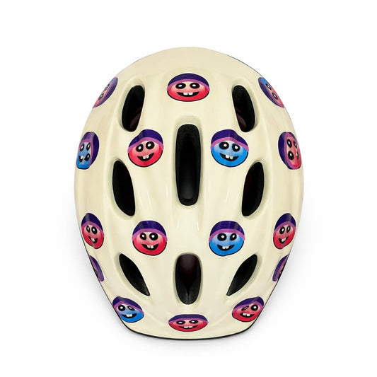 Junior Bike Helmet – White Smiley Faces