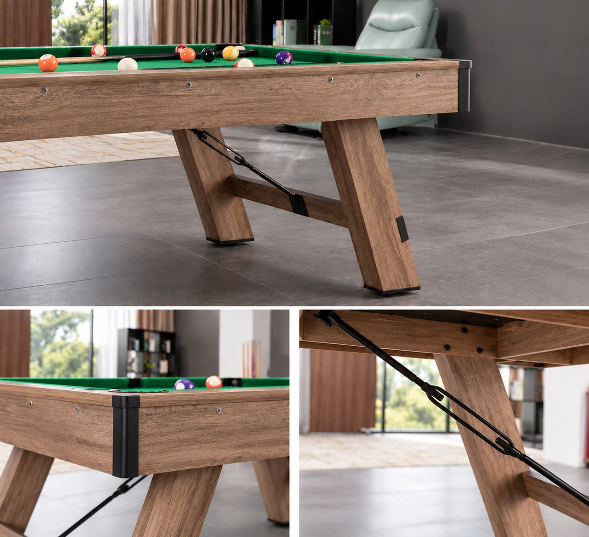 Billiard Table 3-in-1 8 FT MDF – Green Cloth