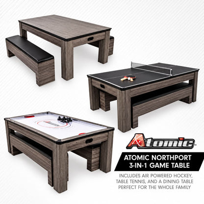 Atomic Northport 3-in-1 Game Table with Storage Benches