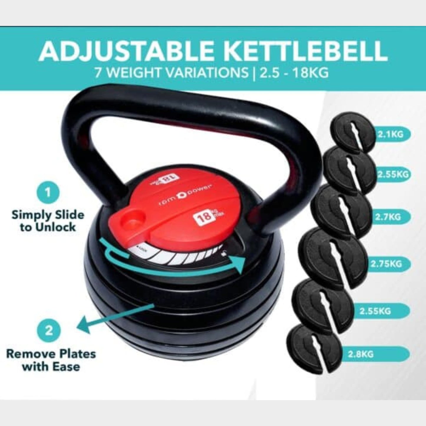 Bodyfit 18 KG Adjustable Kettlebell
