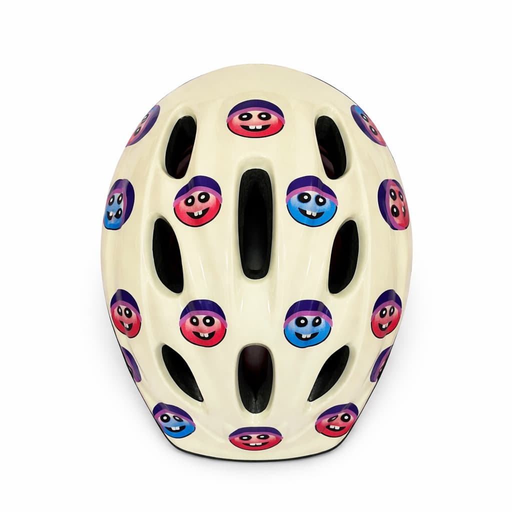 Junior Bike Helmet – White Smiley Faces