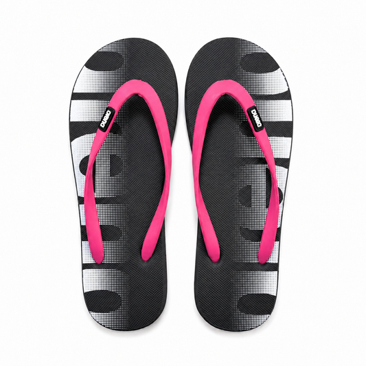 Arena Flip Flops – Black & Fuchsia