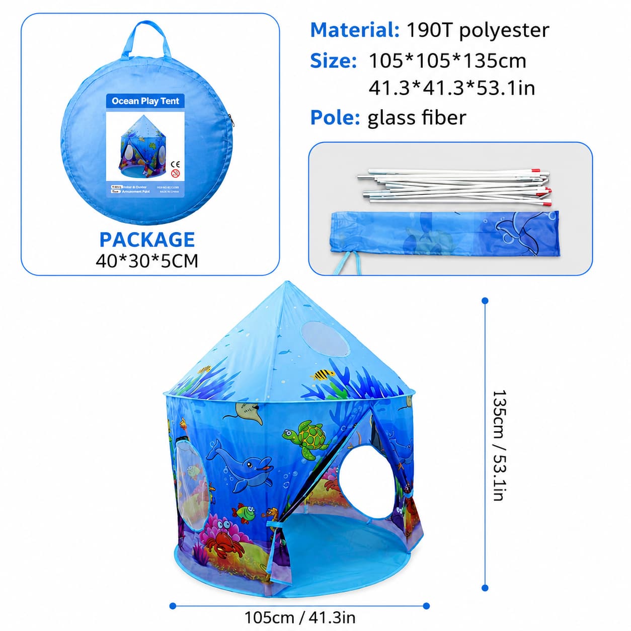 Ocean Play Tent Kids Indoor Play Tent