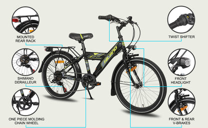 Hiland Sentry+ 20” Kids Mountain Bike – Black