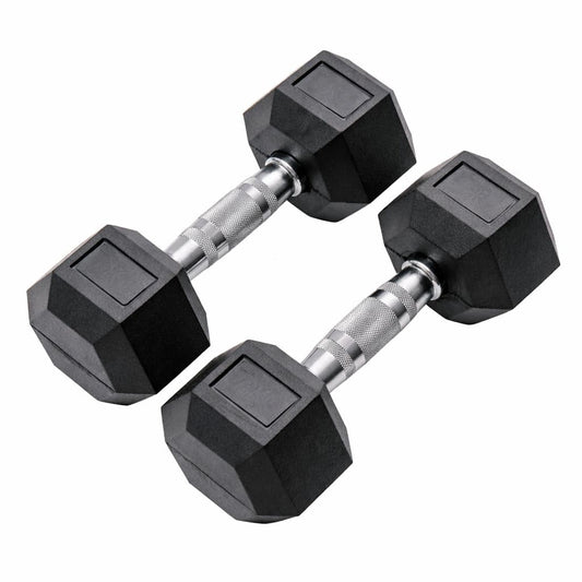 Hexagon Rubber Dumbbells – Pair (2.5 kg to 50 kg)