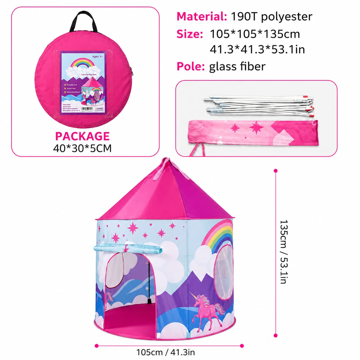 Unicorn Play Tent Kids Indoor Play Tent