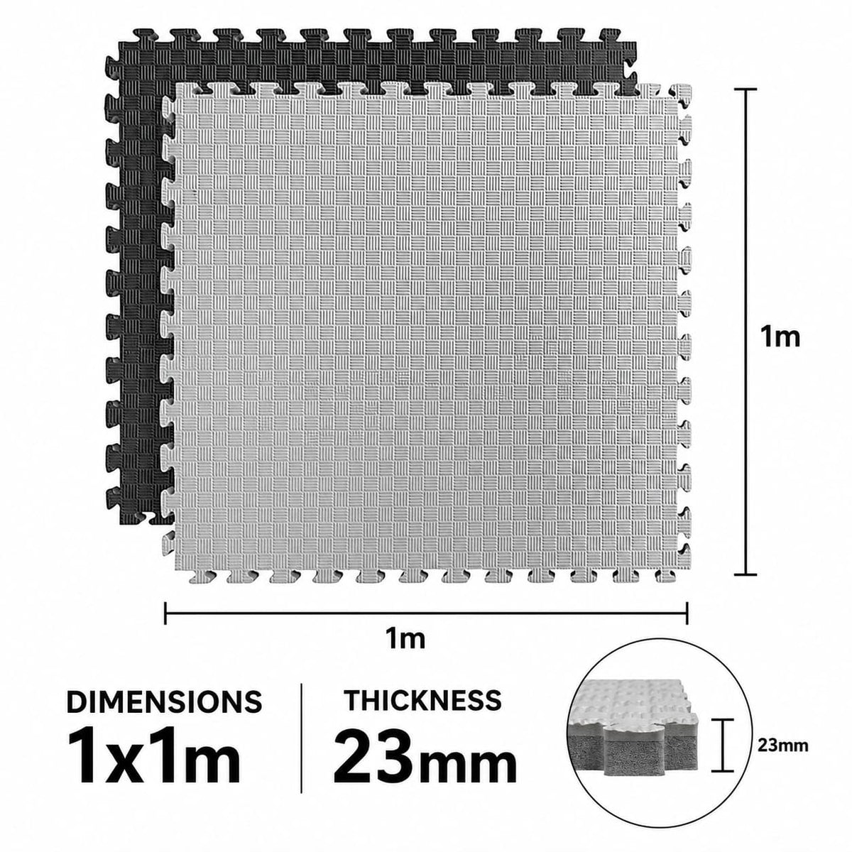 Black & Gray Gym Flooring – 1 × 1 m