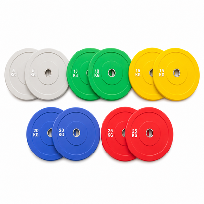 Professional Olympic Colored Bumper Plate Set 150KG