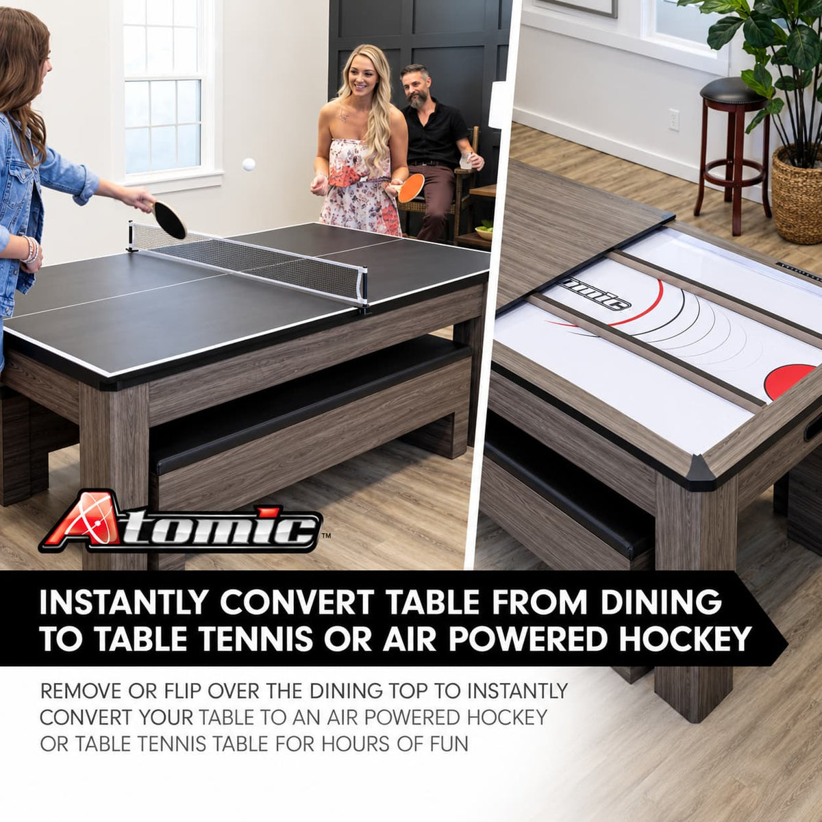 Atomic Northport 3-in-1 Game Table with Storage Benches