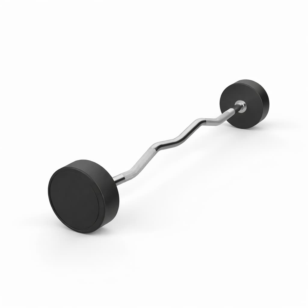 Fixed Rubber EZ Curl Barbell