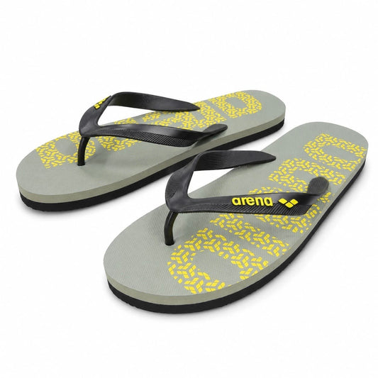 Arena Flip Flops – Olive Grey & Yellow