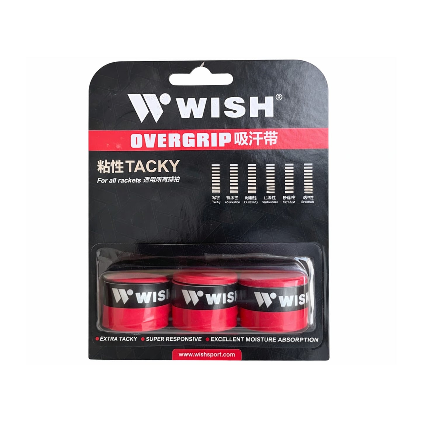 Wish Overgrip Pack of 3 – Red