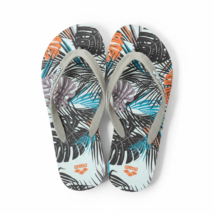Arena Tropical Flip Flops – Grey & White