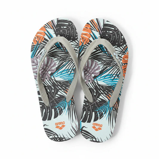 Arena Tropical Flip Flops – Grey & White